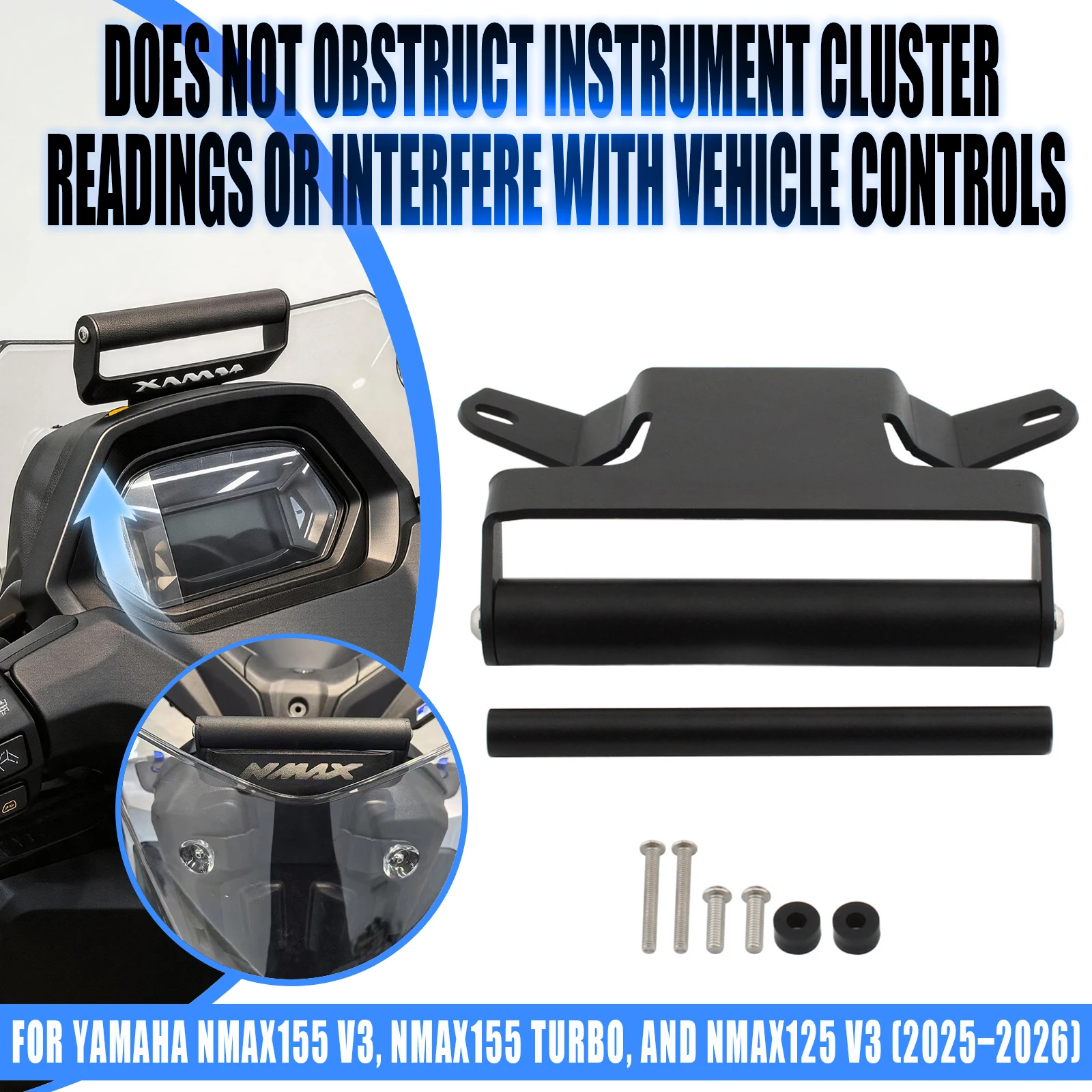 For Yamaha Nmax155 V3 Nmax155 TURBO Nmax125 V3 2025 2026 Motorcycle GPS Phone Holder Navigation Handlebar Bracket Mount Stand