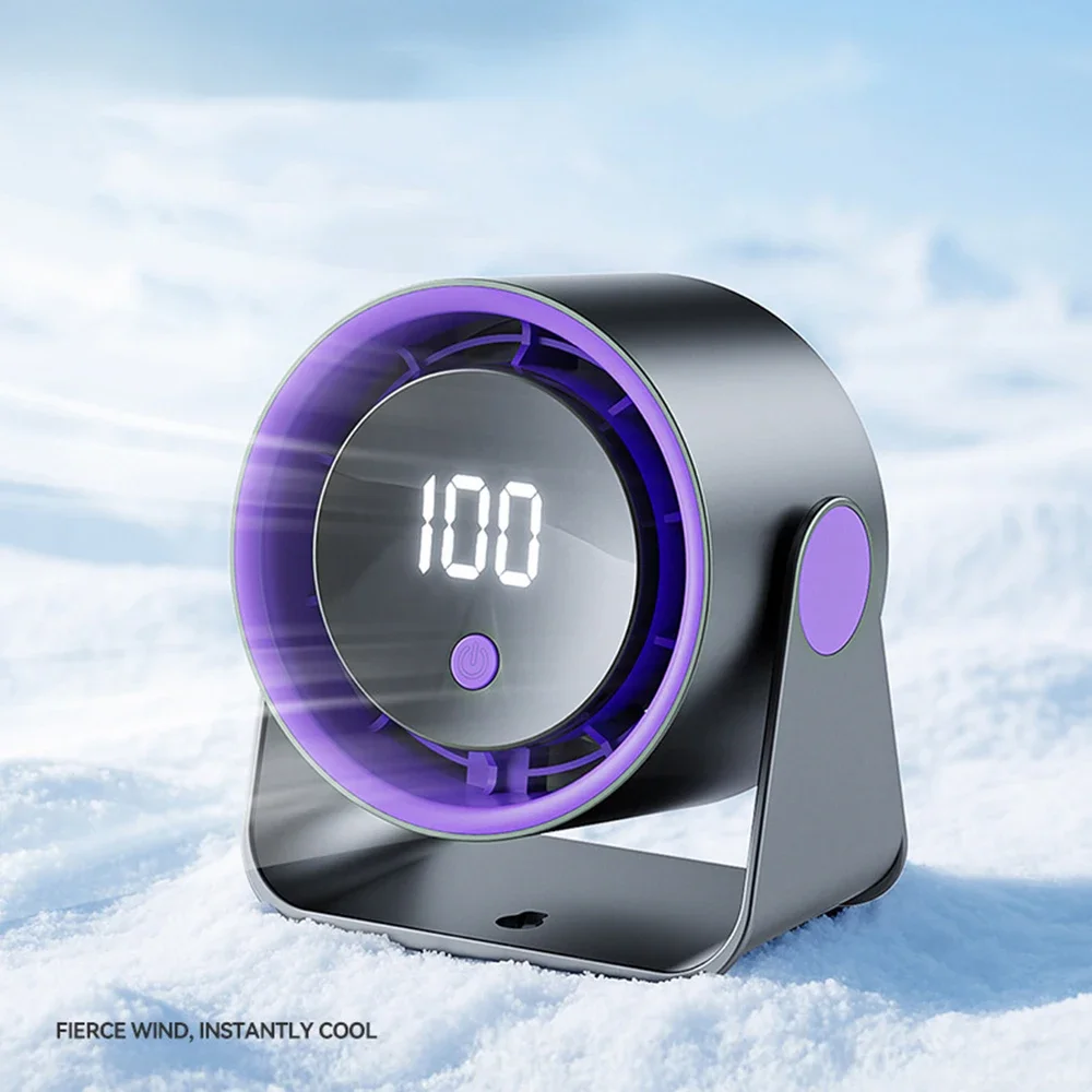 

Small Silent Electric Fan USB Rechargeable Digital Display Desktop Fan Home High-speed Office Cycling Fan Summer Cooling Tool