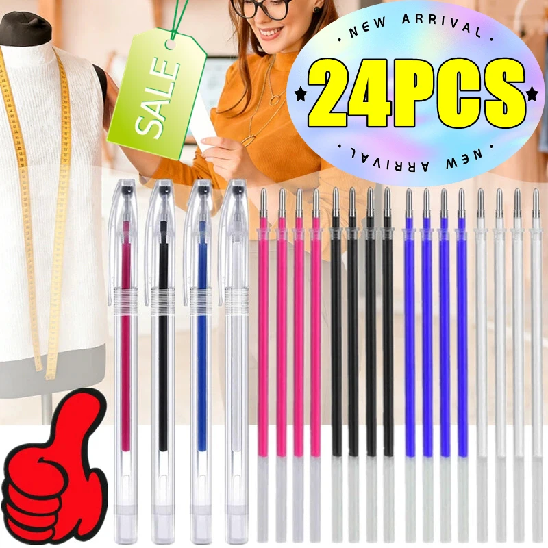 

Новые маркеры (11/24 шт.) с эффектом исчезающих следов при высокой температуре для ткани, искусственной кожи и шитья. Гелевые ручки для разметки.