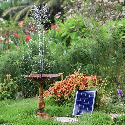 5.5W Solar Fountain Built-in 1500mAh Battery, Free Standing Floating Solar Fountain for Bird Bath, Garden, Pond, Outdoor