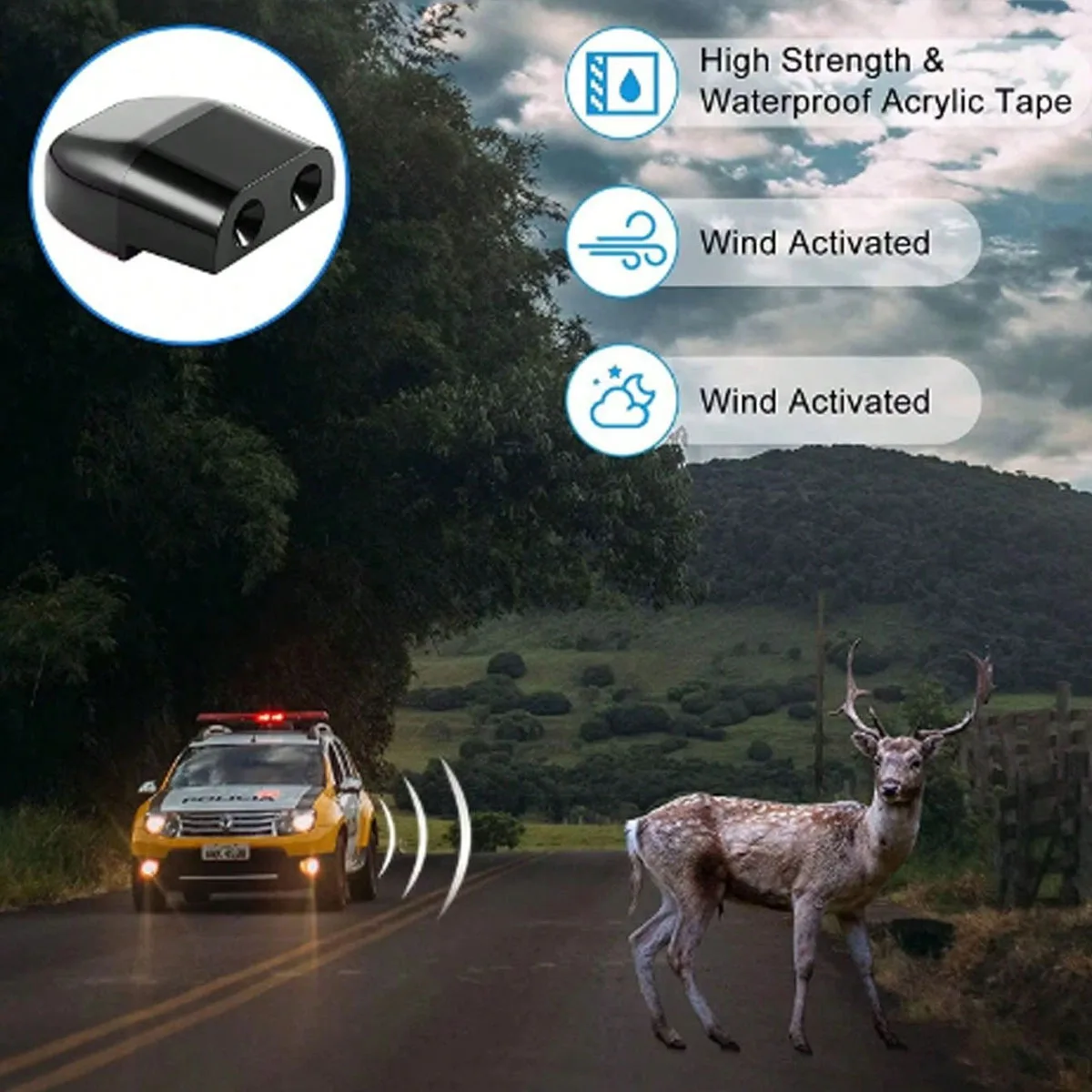 

Self-adhesive ABS deer whistle, animal warning device, sonic deer repellent for car outdoor driving