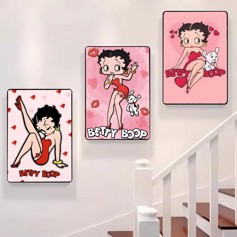 الكرتون B-Betty B-boop اللوحة الخط HD طباعة شخصية قماش جدار جدارية الفن صور لغرفة المعيشة ديكور المنزل #3
