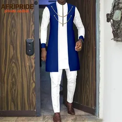 Vêtements africains Bazin Riche pour hommes, deux vestes JOZip, chemises FJ3, ensemble de pièces Dashiki, tenues pour fête et mariage, approche, A2216