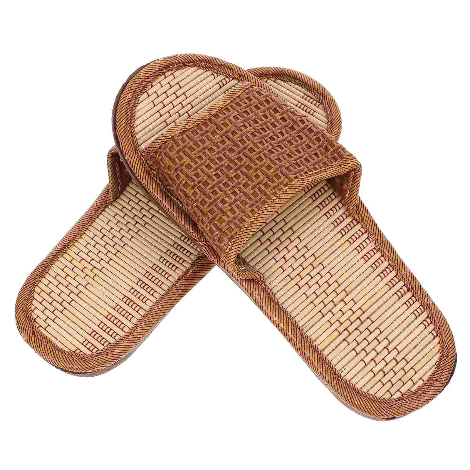 

Rattan PVC Slippers Sandals Cool Home Beach Shoes Flat Bottom Woven Apricot Natural Grass Anti Perfect for Jeans