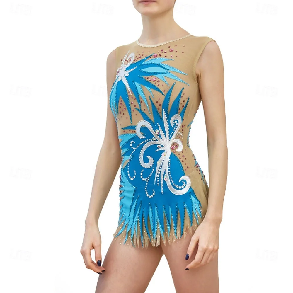 Sparkly schaatsjurk voor meisjes en dames Elegante kunstschaatsjurk met stretchstof voor training en prestaties