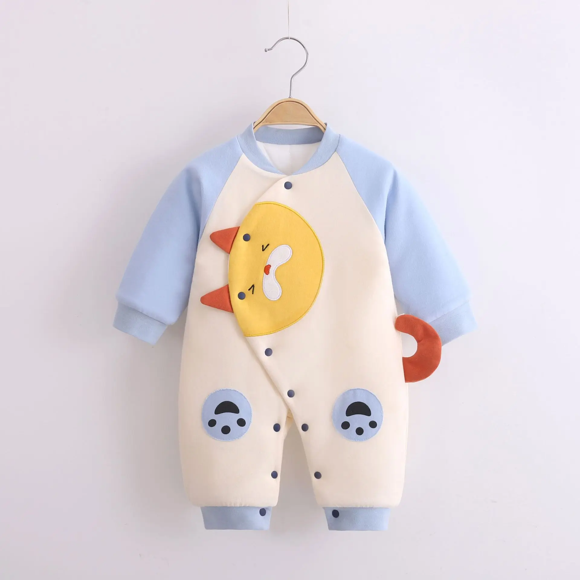 Autumn and Winter New Cotton Cladding Bodysuit Newborn One-Piece Romper Cute Wrap Baby Pajamas