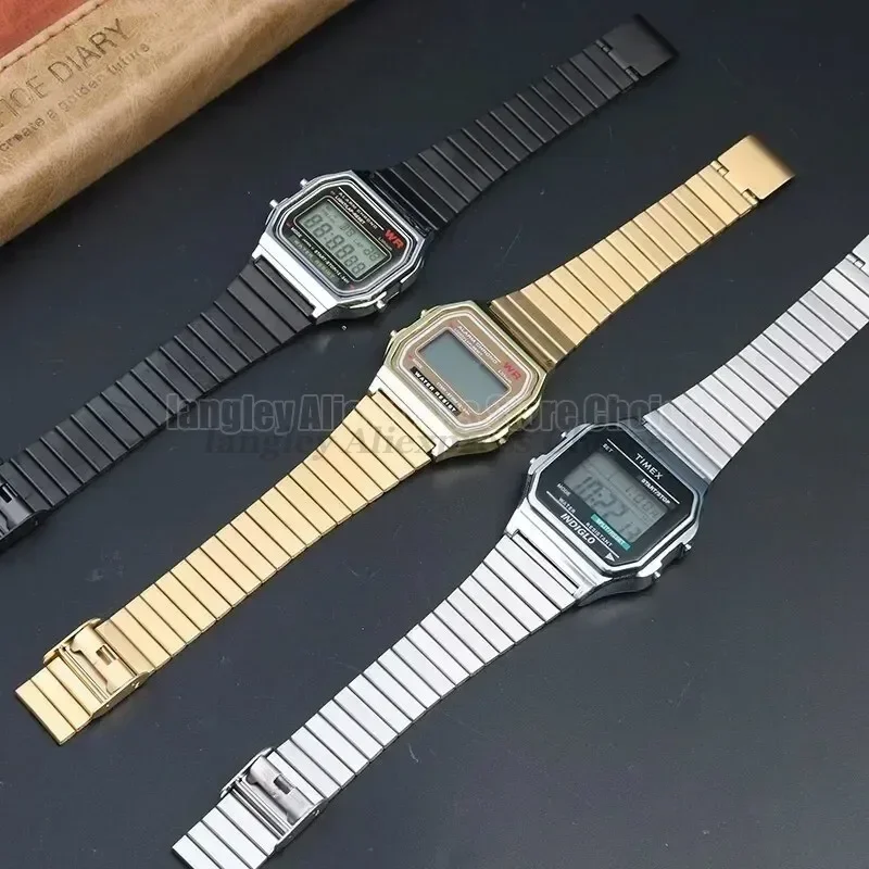 Pulseira de relógio de 18mm 20mm para casio F-91W/a158/a159/a168/a169/b650/aq230/ae500w pulseira de aço inoxidável ultrafina de metal
