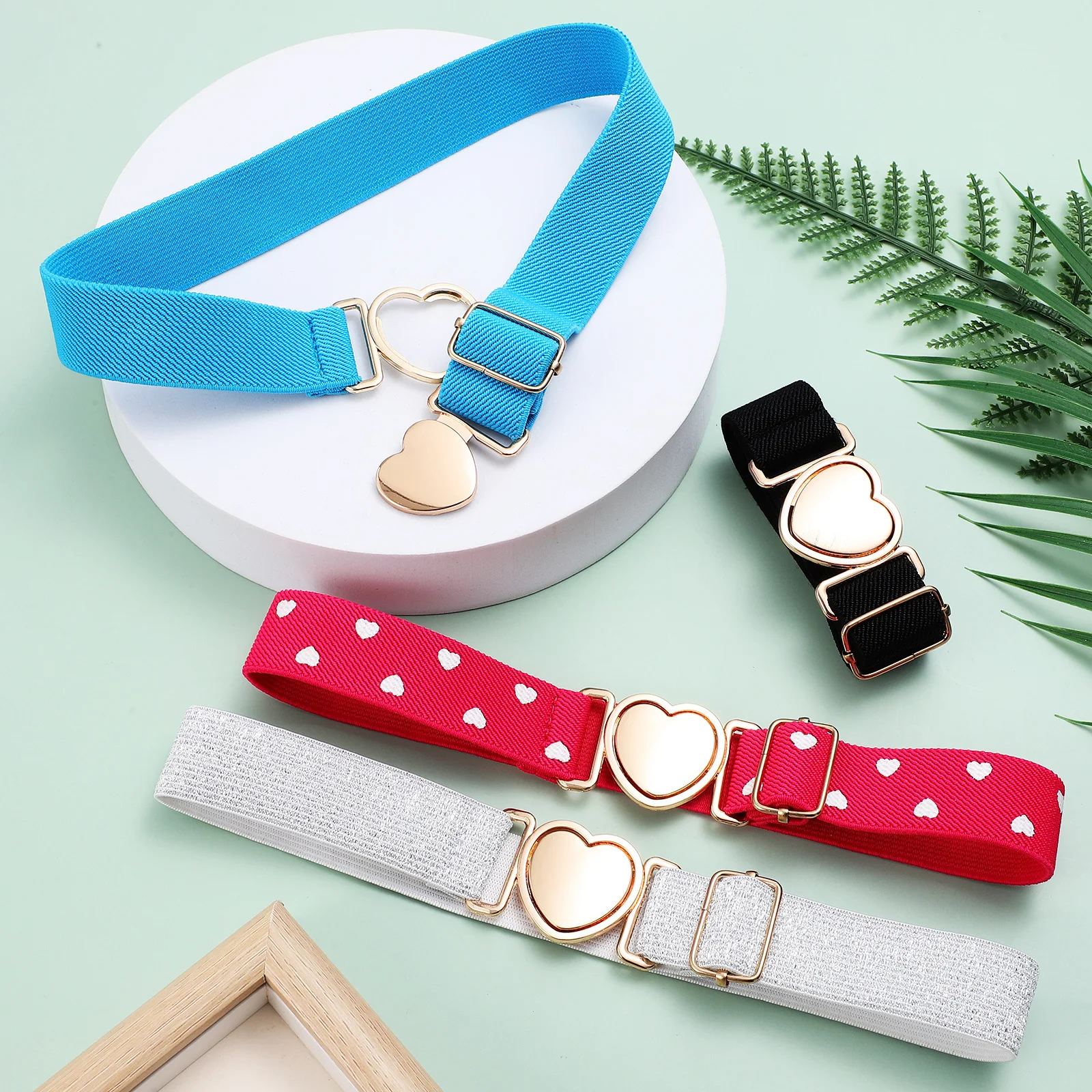 4-個幼児用弾性ウエストベルト女の子調節可能な装飾合金バックルソフトで快適な子供パンツサスペンダーたるみ防止