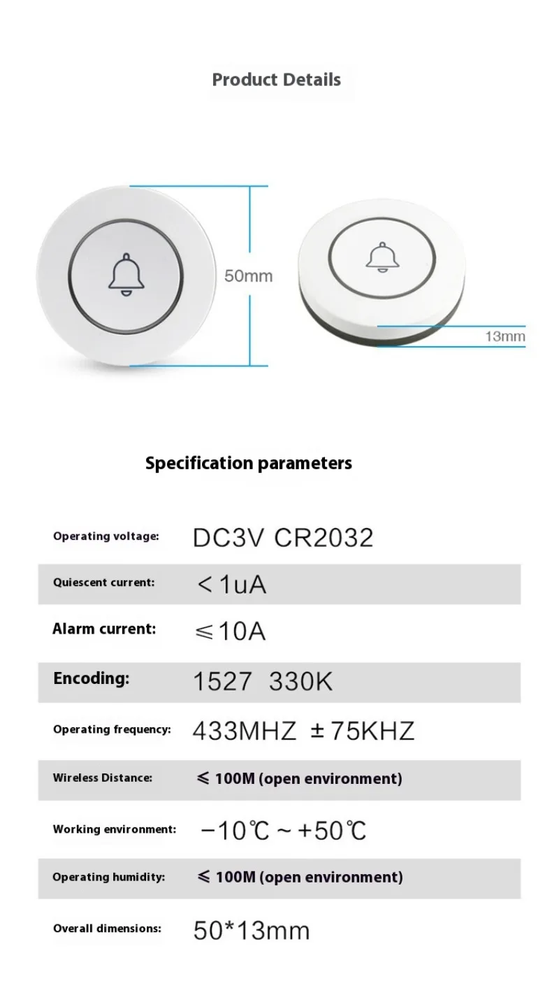 ZEXEF 433MHz Wireless Remote Control Smart Home One-key Alarm SOS Emergency Call Button Wireless Emergency Button Doorbell