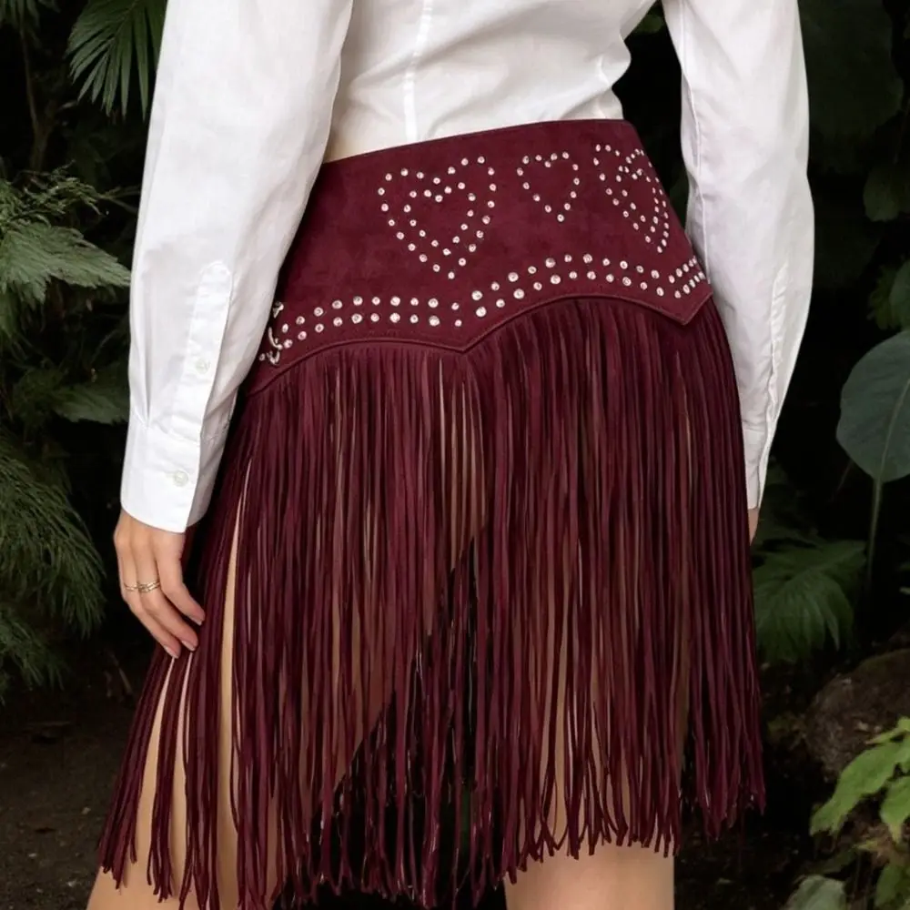 Classic Soft Matte Look Western Waist Belt Suede Material Rivet Decor Double Buckle Belt Extra Wide Skirt Belt For Women