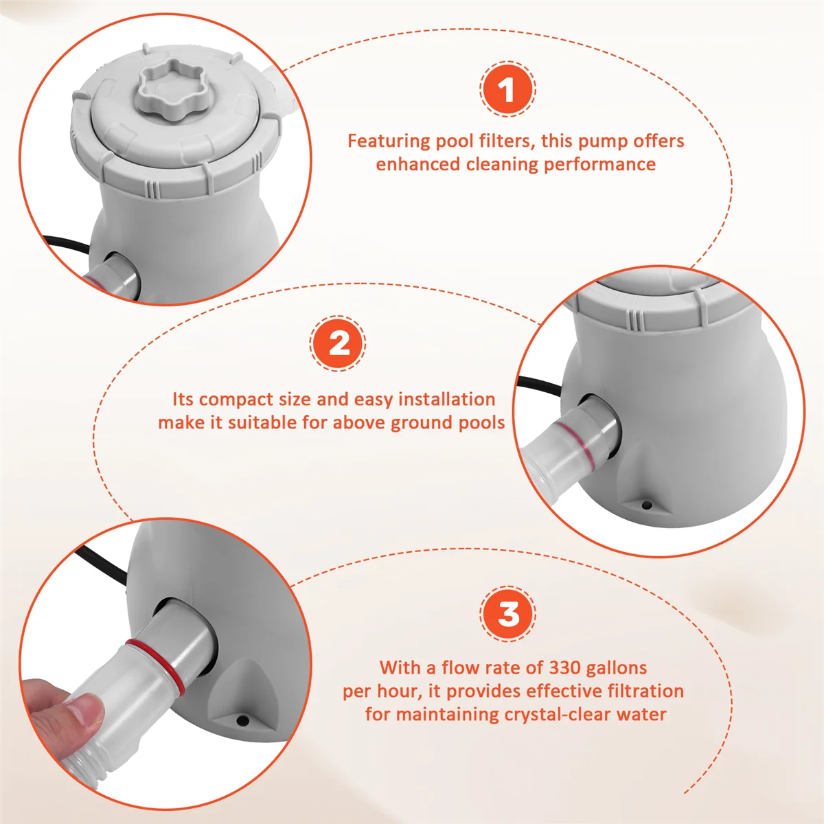 

【Опадение цены】Насос для фильтра для бассейна, электрические фильтры для бассейна с веслуванием 330 галлонов в час, насос для фильтра для небольшого бассейна (вилка европейского стандарта)