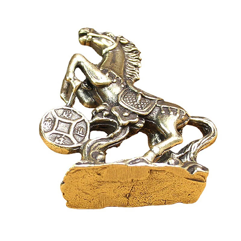 النحاس الحصان خطوة على العملات المعدنية تمثال محظوظ فنغ شوي مكتب المنمنمات مجموعات الحرف النحاسية النقية التماثيل الصينية مكتب المنزل #4