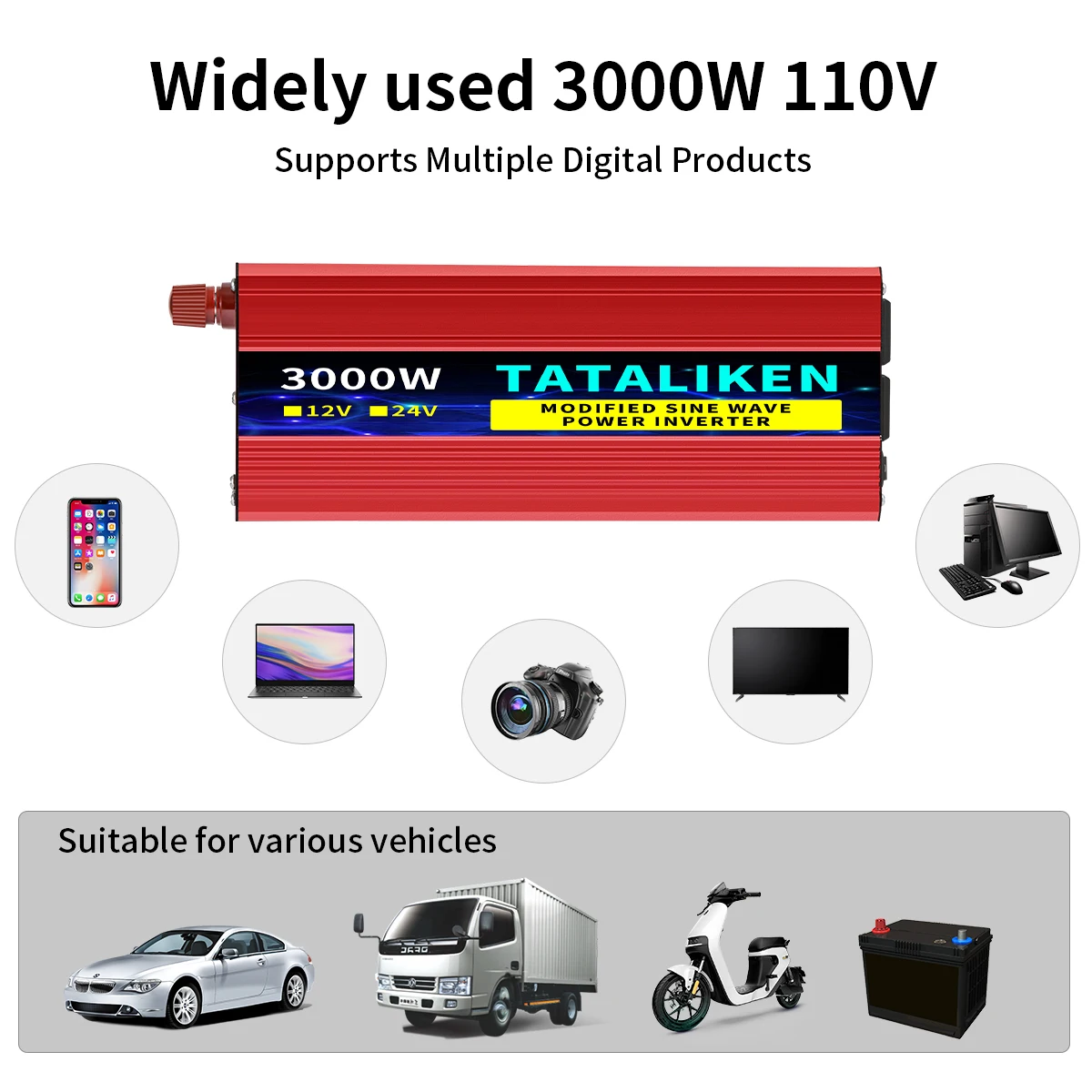 600-4000W  Modified sine wave inverter Portable Vehicle inverter 110V60HZ with digital display solar inverter