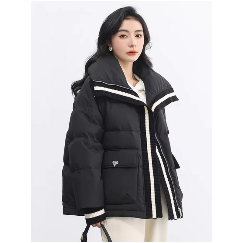 Women\'s Down Puffer Jackets Black Winter Korean Fashion Y2K Style Streetwear Chic Warm 2023 Female Coat Cotton Beige Outwear