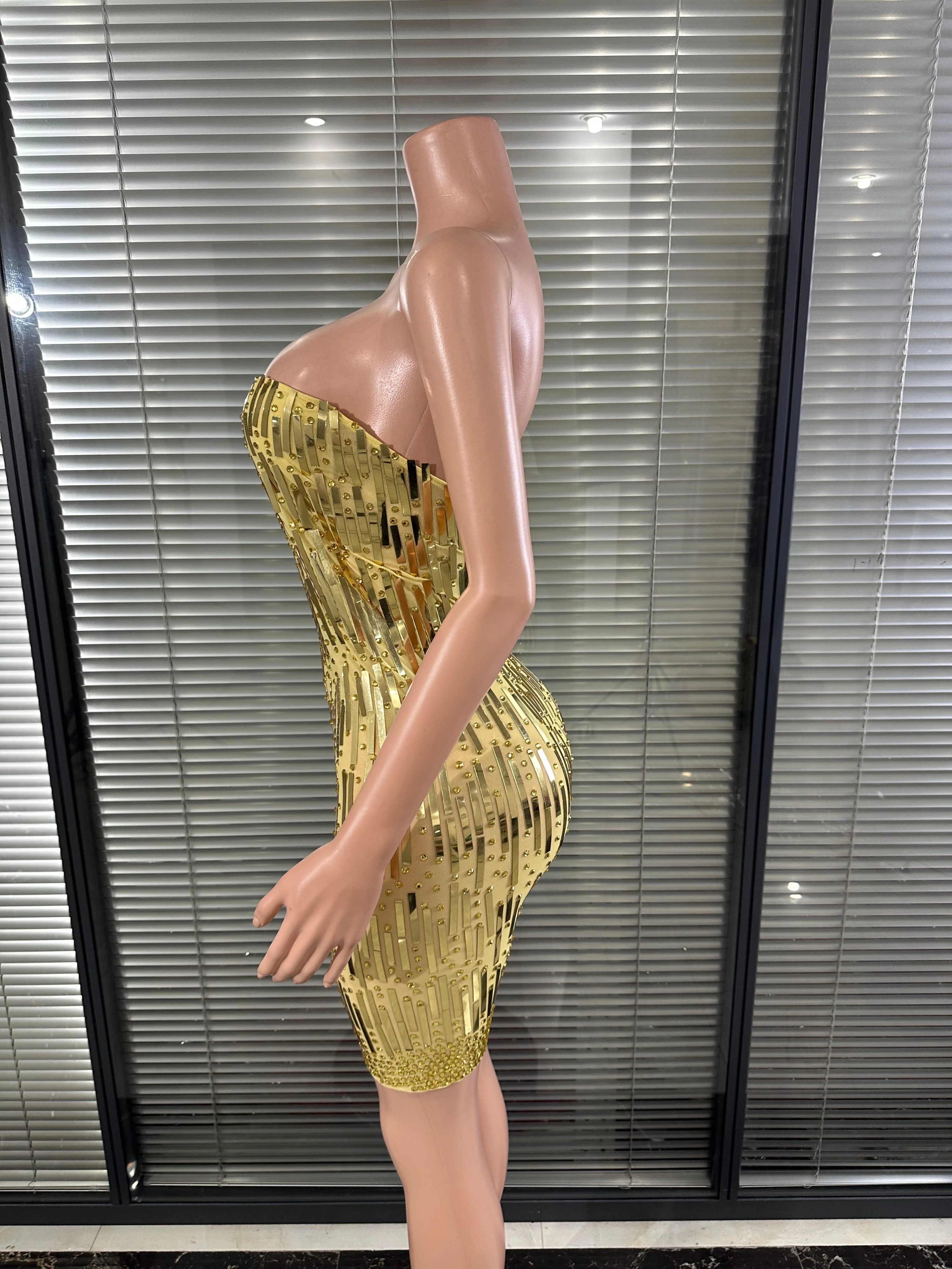 

Sexy Golden Strapless Sweetheart Neck Sequin Bandage Dress Sparkle Bodycon Evening Cocktail Gala Birthday Nightclub Formal Party