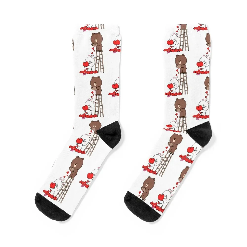 

Brown And Cony Love Heart Socks professional running anti slip football Stockings man Socks Male Women's
