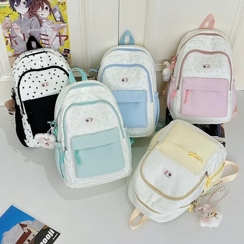 حقيبة ظهر نسائية جديدة بسيطة من النايلون بلون سادة حقائب ظهر غير رسمية للمراهقات 2025 حقيبة مدرسية نسائية ذات سعة كبيرة #3