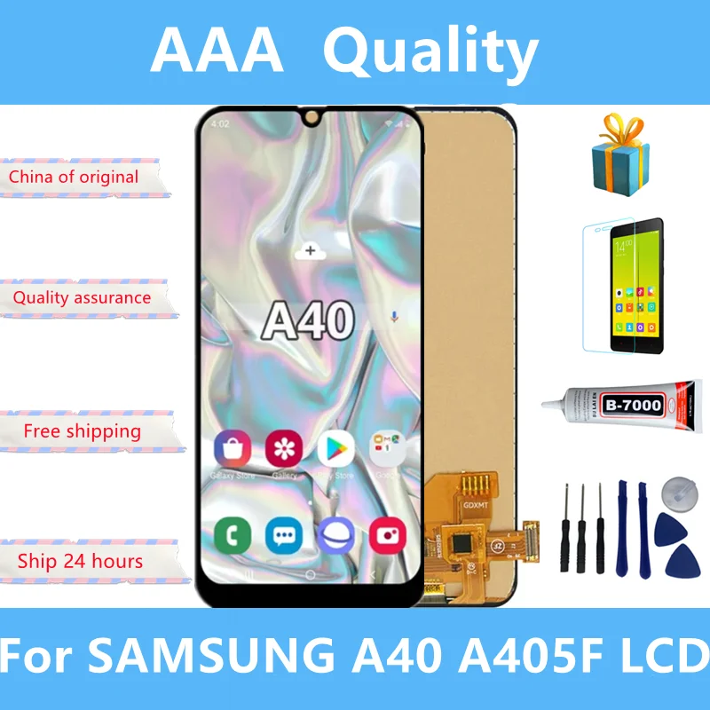 Протестированный экран дисплея для Samsung A40 A405 A405F ЖК-экран с сенсорным преобразователем в сборе для Samsung a40 ЖК-дисплей