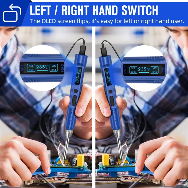 طقم مكواة لحام A25F للإلكترونيات مع 150 ℃ -450 ℃   تسخين سريع، قلم لحام DC/PD وطرف لحام K (المحول غير متضمن)