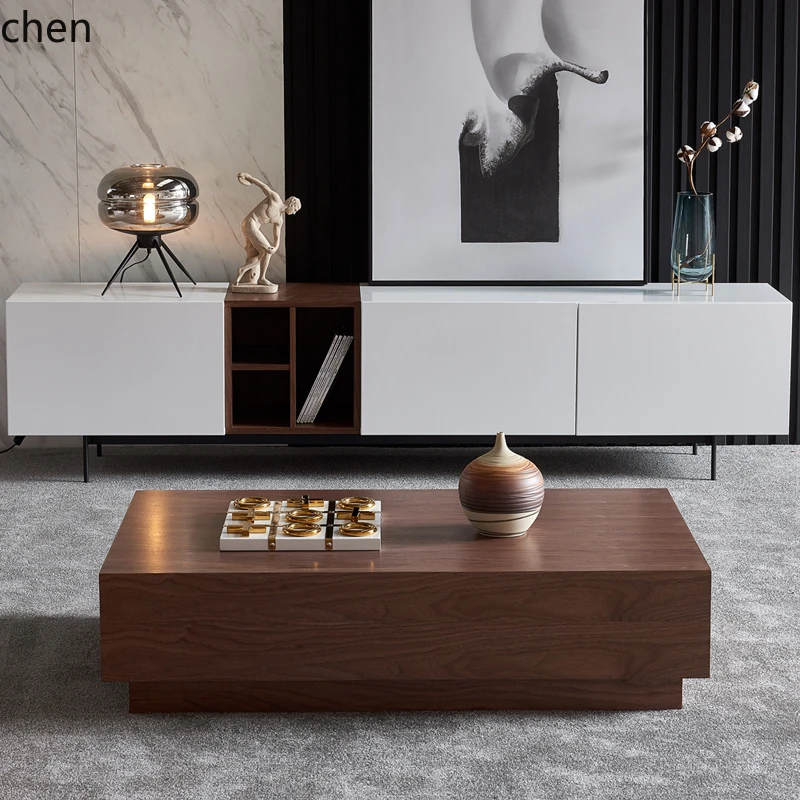 

CP TV cabinet combination light luxury modern simple living room small apartment minimalist walnut