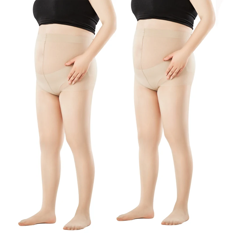 2 Pairs Plus Size Sheer Tights for Women Open Crotch Pantyhose 20D High Waist Pantyhose Stockings Control Top Resistant