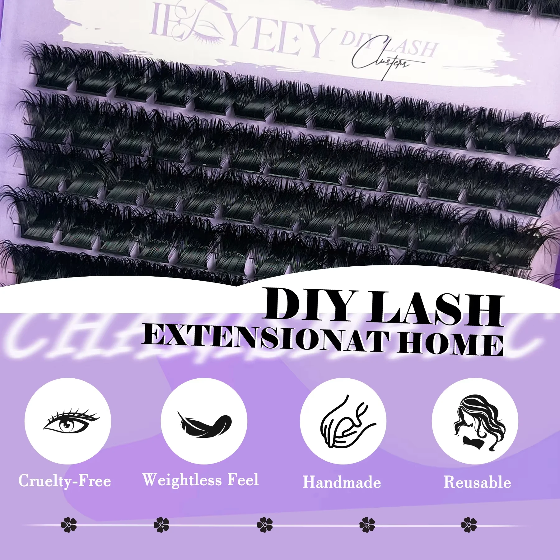 IEEYEEY 5D DIY Wimpernbüschel Dick Natürlich 50D 80D 100D 150D 10-18mm (Mix) Wiederverwendbare Wimpern Geeignet für Wimpernverlängerungen – Detail 4