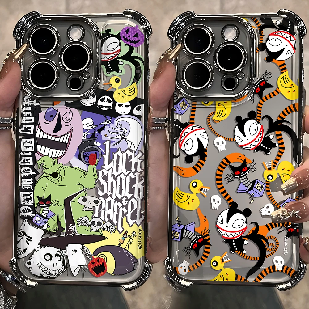 Funny Nightmare Before Christmas Cartoon Plating For iPhone 16 15 14 13 12 11 Pro Max X XR 7 8 Plus Halloween Disneys Anti-Fall