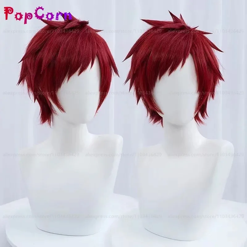 LQGaara コスプレウィッグ男性ショートレッドウィッグコスプレアニメコスプレウィッグ耐熱合成かつら