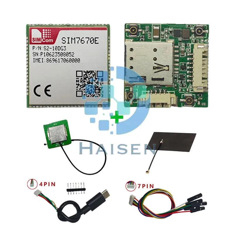

Основная плата HAISEN SIMCOM SIM7670E с кабелем SIM7670E Макетная плата LTE CAT1 + 4G + GPS SIM7670