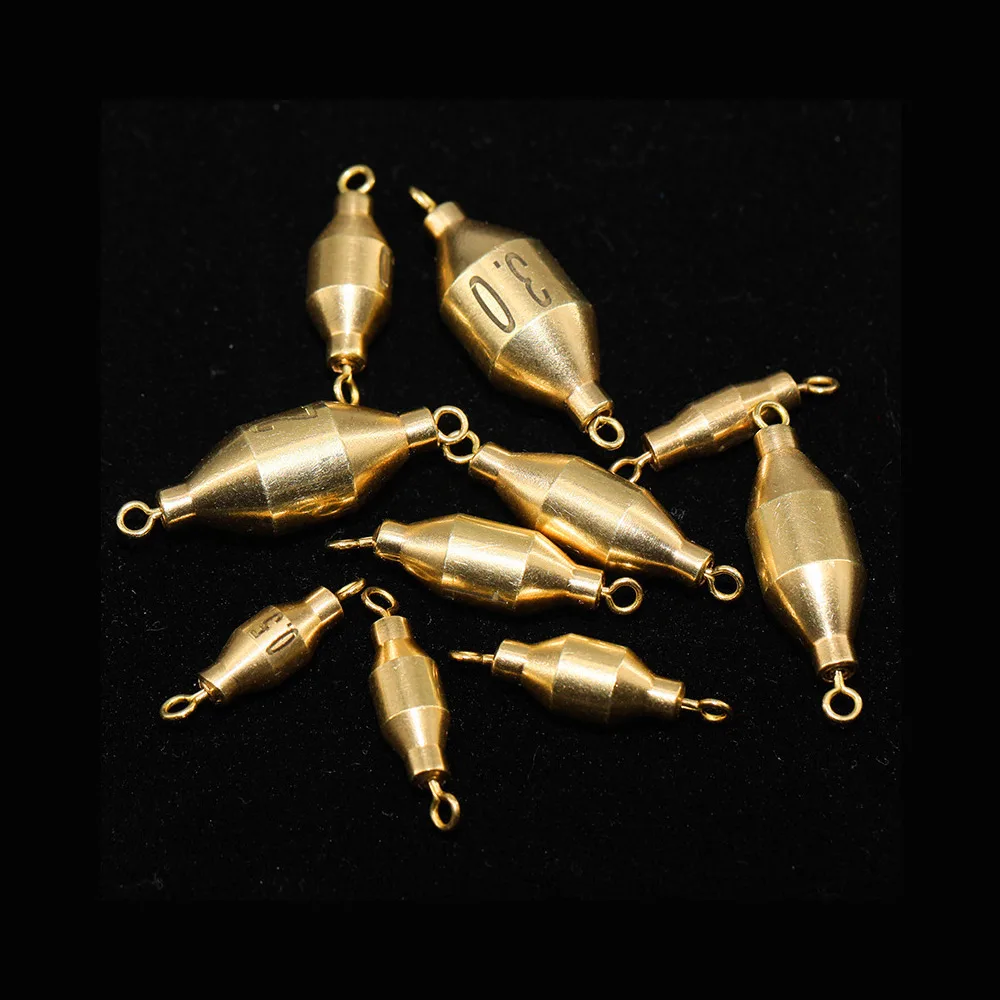 2pcs Fishing 360 Degree Rotation Brass Sinker Fishing Anti-Corrision Swivels Weight Down Sinker Fishing Tackle Tool Accessories