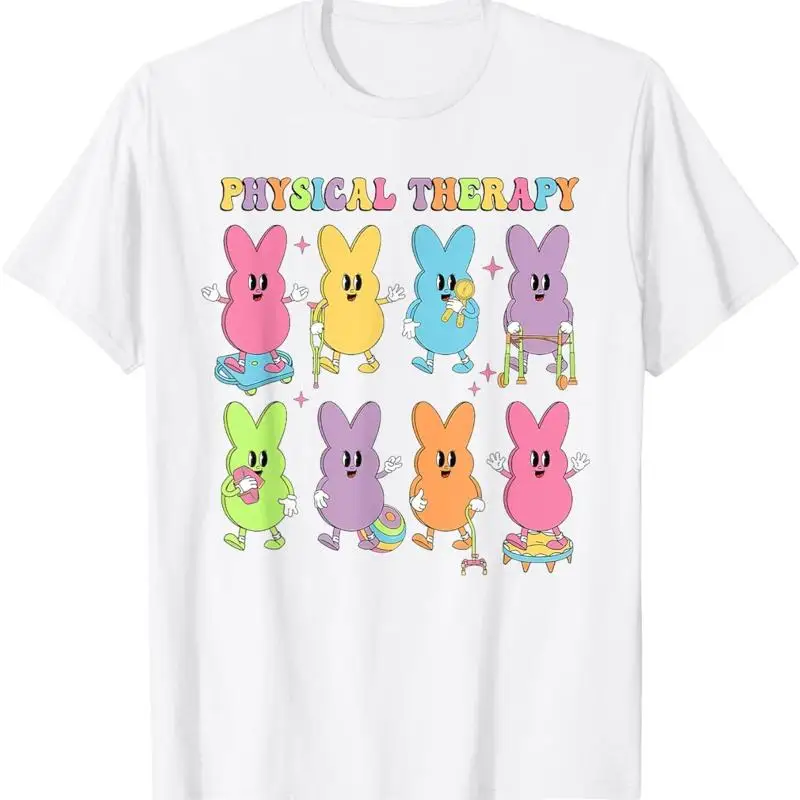 Women Groovy Pediatric Physical Therapy Easter Bunny Pt Pta T Shirt