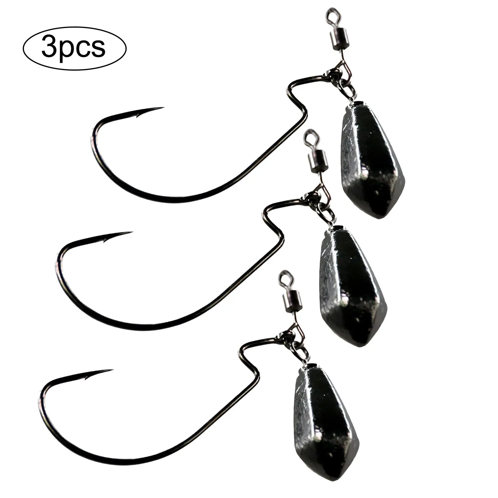 

THKFISH 3pcs Offset Fishing Hooks 5g 7g 10g 14g Wide Crank Weight Lead Sinker Hook For Soft Lures #2 #1 #3/0 #4/0 Barbed Hook