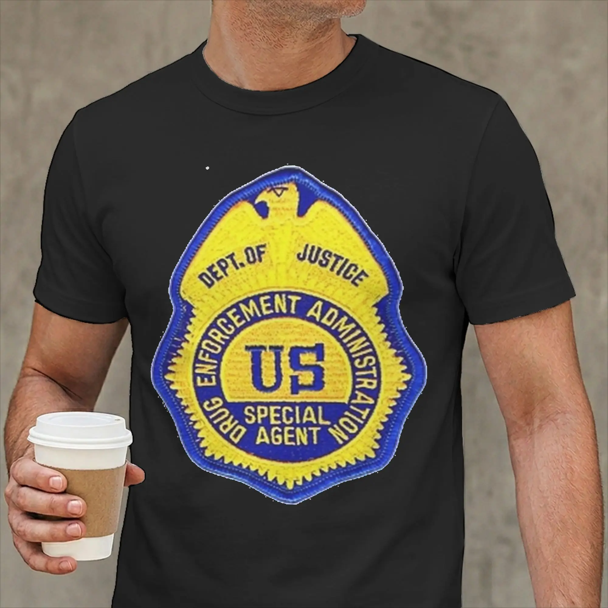 DEA Special Agent T-Shirt for Men  Novelty Cotton Tee Shirt Crew Neck Short Sleeve T Shirt Plus Size Tops