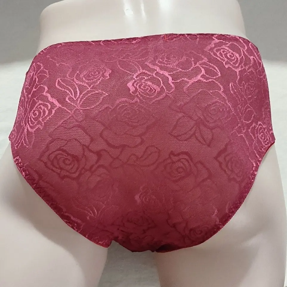 

Man's Flower Pattern Elastic Waist BF Briefs Red Wine COlor