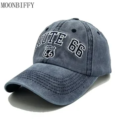 New Unisex Embroidery Letters ROUTE 66 Baseball Cap Outdoor Fashion Men Snapback Cotton Casual Hats for Women Bone Masculino