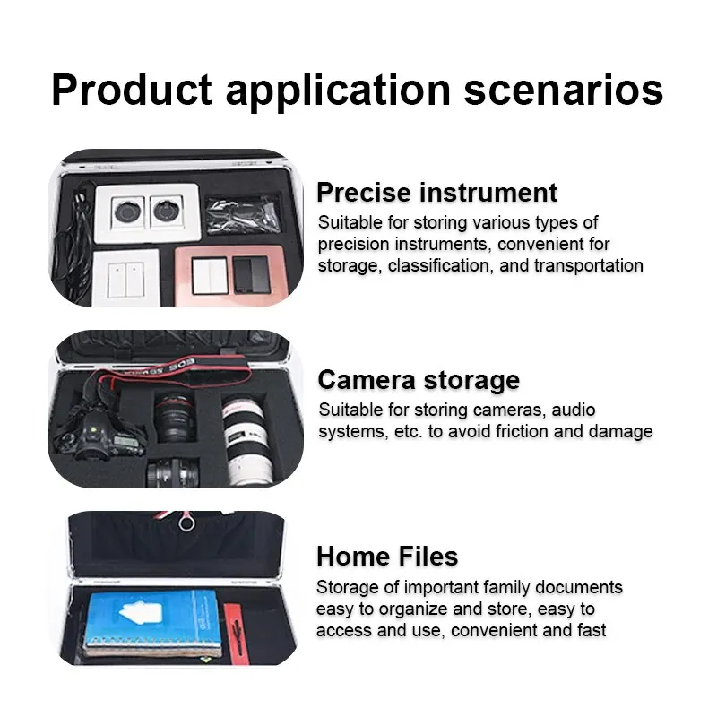 Портативный алюминиевый ящик для инструментов, оборудование для безопасности, инструментальный ящик, ящик для хранения Чехол, чемодан, ударопрочный чехол с губкой