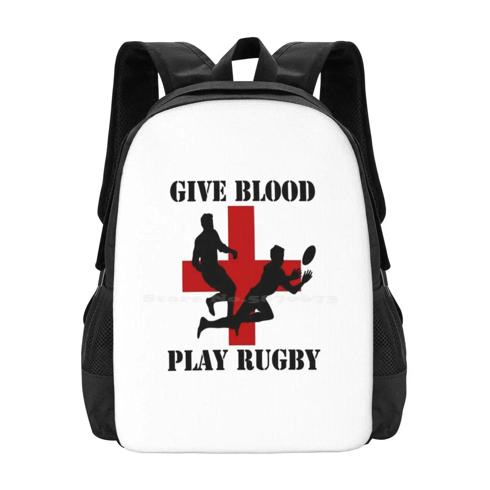 

Give Blood Play Rugby Hot Sale Schoolbag Backpack Fashion Bags Rugger Humor Give Blood Play Rugby Sporting Sports Fan Rugby