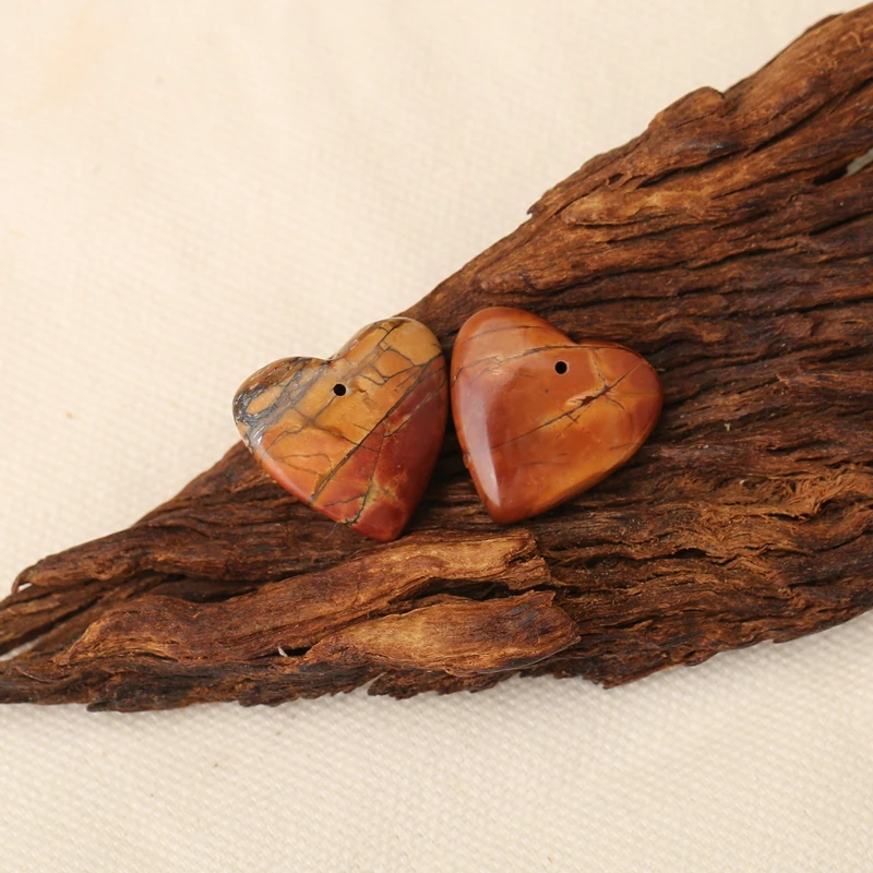 4PCS Multi Color Picasso Jasper Heart Pendant Beads Natural Stone Fashion Jewelry Accessories 21x20x5mm for Necklace Making