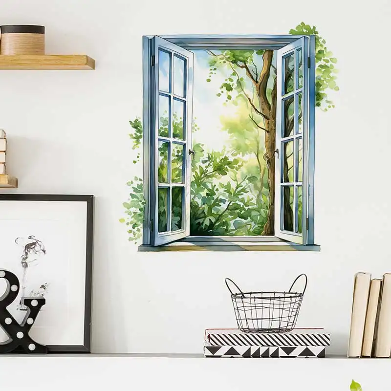 Watercolor Window Wall Stickers Living Room Sofa Background Decoration Wallpaper For Home Decor Room Art Decals Sticker M1490
