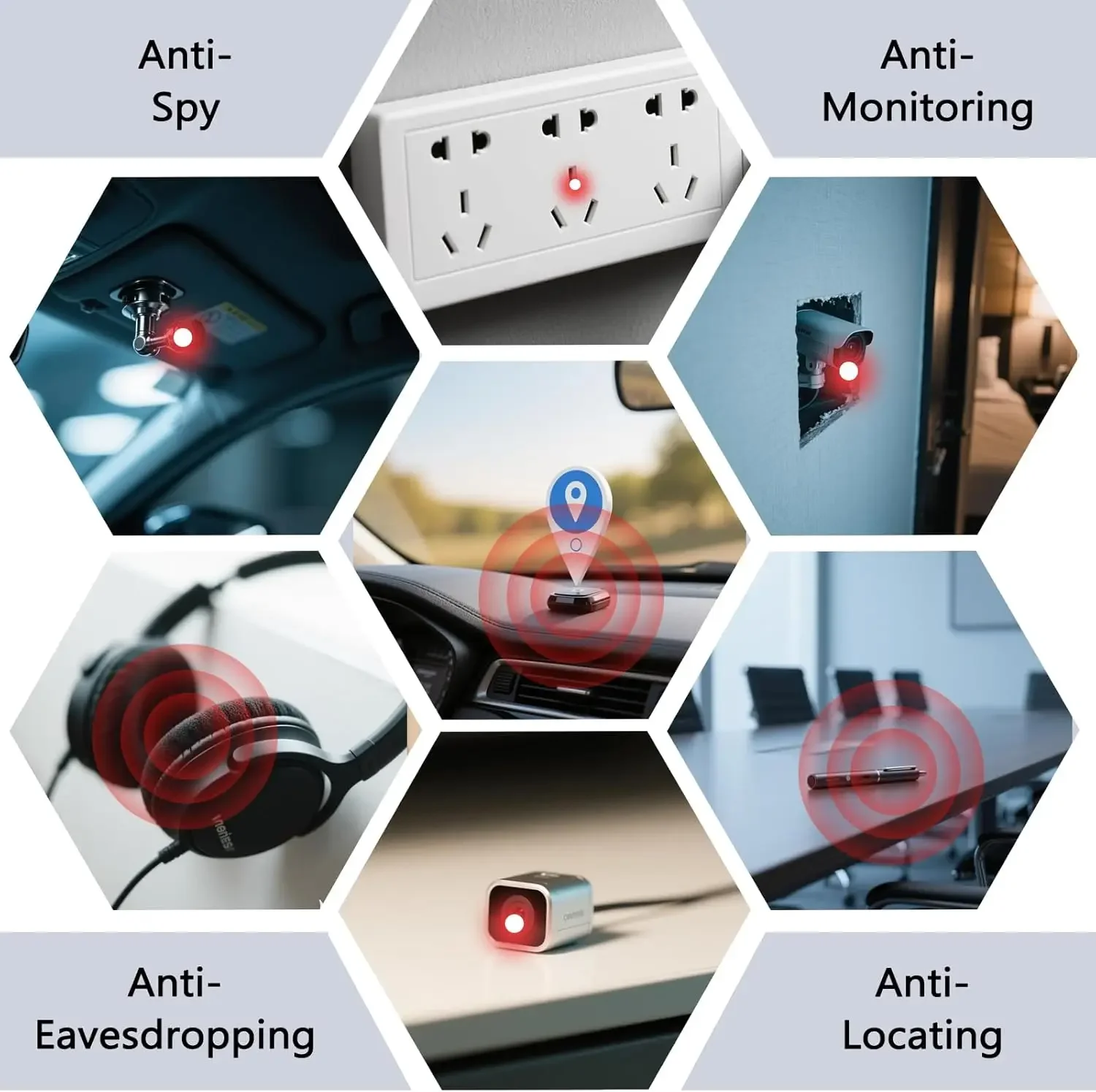 مكتشف كاميرا لا سلكية مع كاشف عدسة الكاميرا بالأشعة تحت الحمراء لتحديد المواقع المقتفي RF إشارة علة كاسحة كاشف AI أدوات مكافحة التجسس الذكية