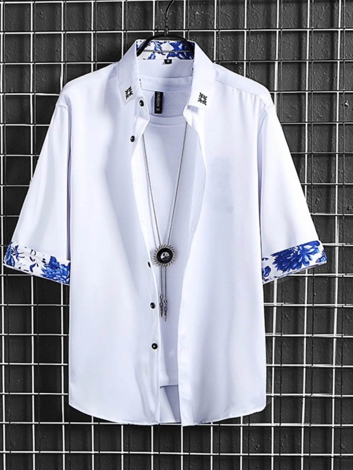 

Ice Silk Men's irt ort Sve mid Sve Slim Fit Summer White irt Haome Korean Sle Tailored irt for Youth