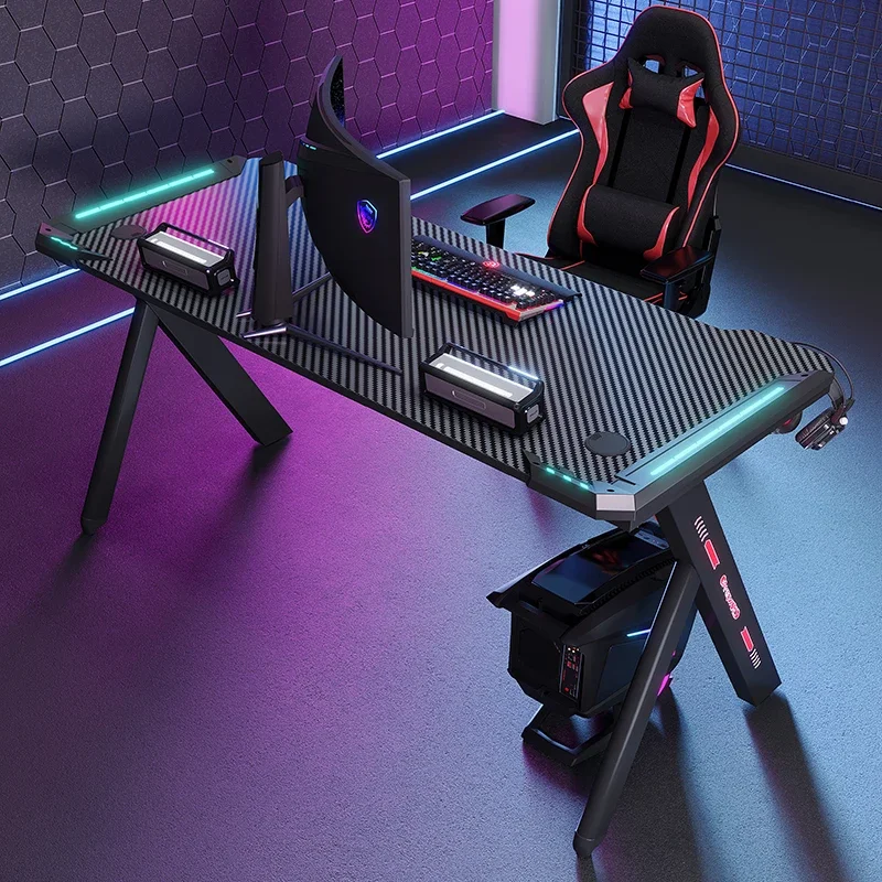 2023 New Design Professional Home Office Height Adjustable Computer Desk Gaming Pc Table With Rgb Light geming table