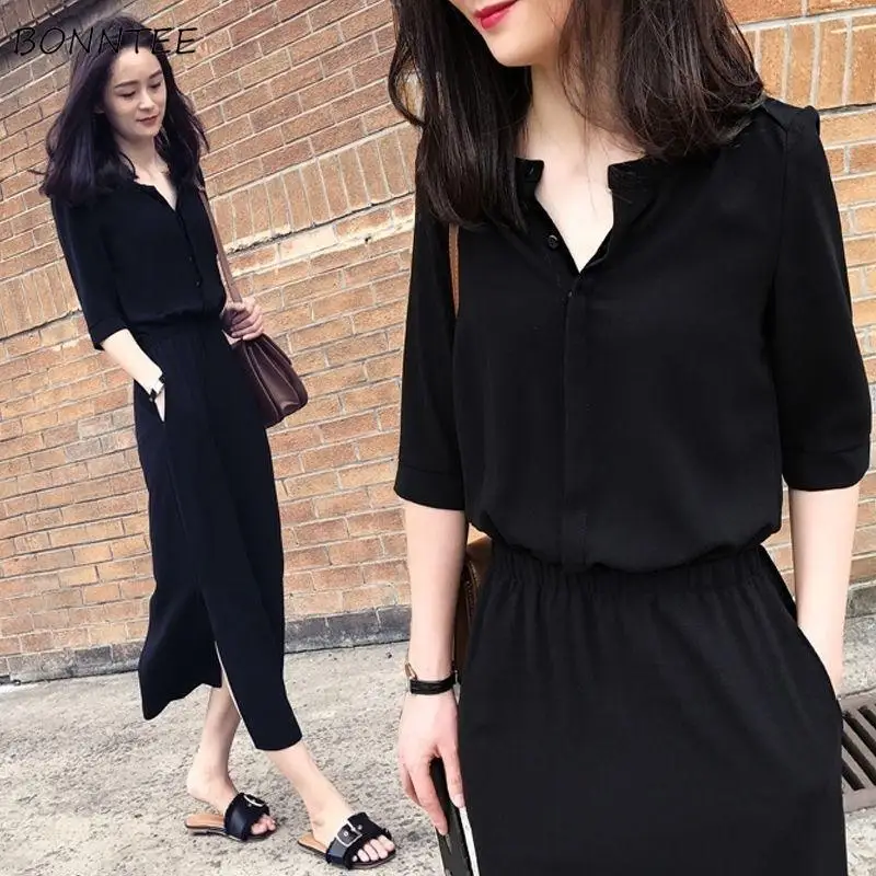 Kleid Frauen Feste Elastische Hohe Taille Sommer Casual Midi Büro Dame Retro Elegante Dünne Lose Trendy Freizeit Weiche Straße Tragen neue