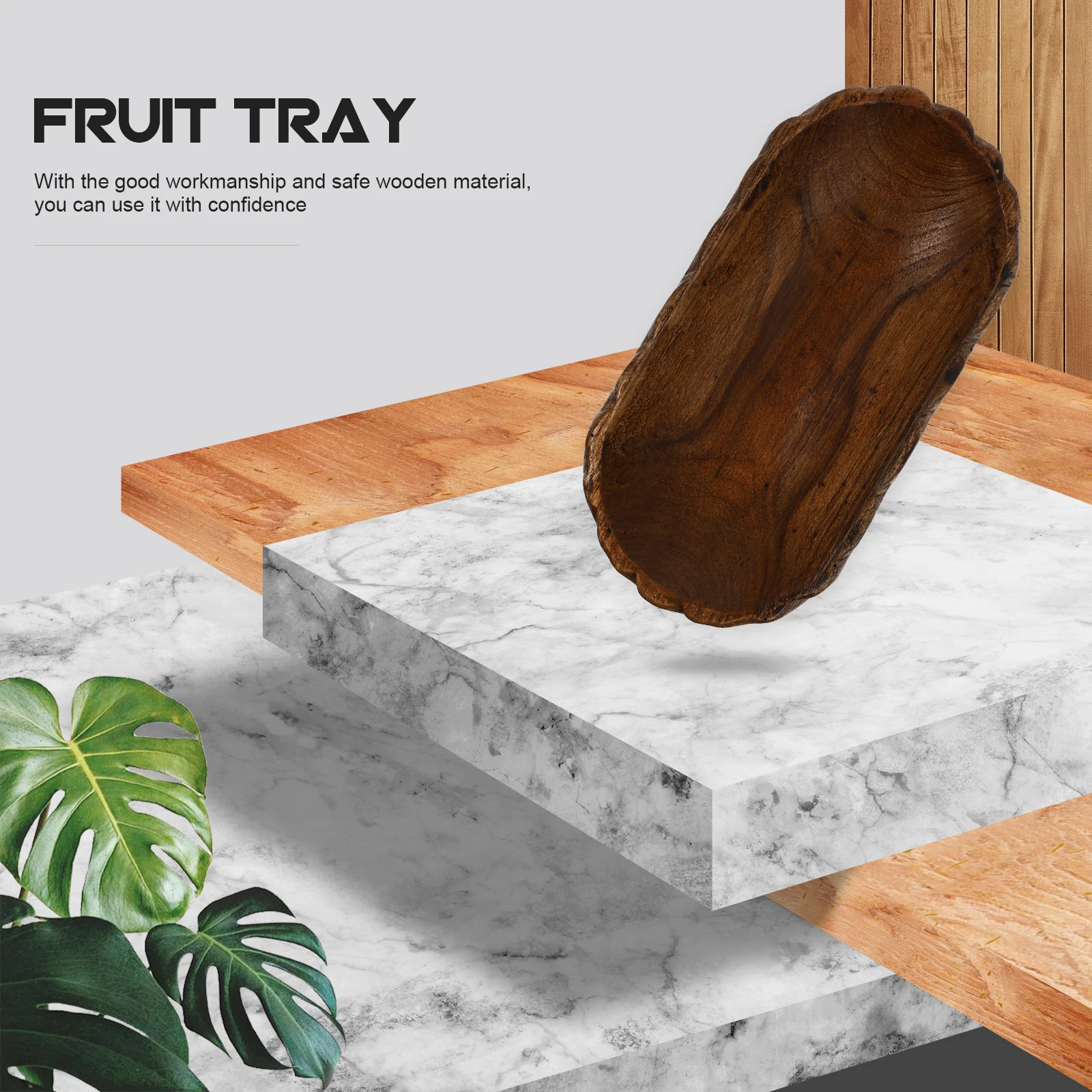 

1Pcs Wooden Wavy Edges Fruit Plate Sturdy Handicraft Dish for Home Party Restaurant Snack Serving Display Fruit Dish