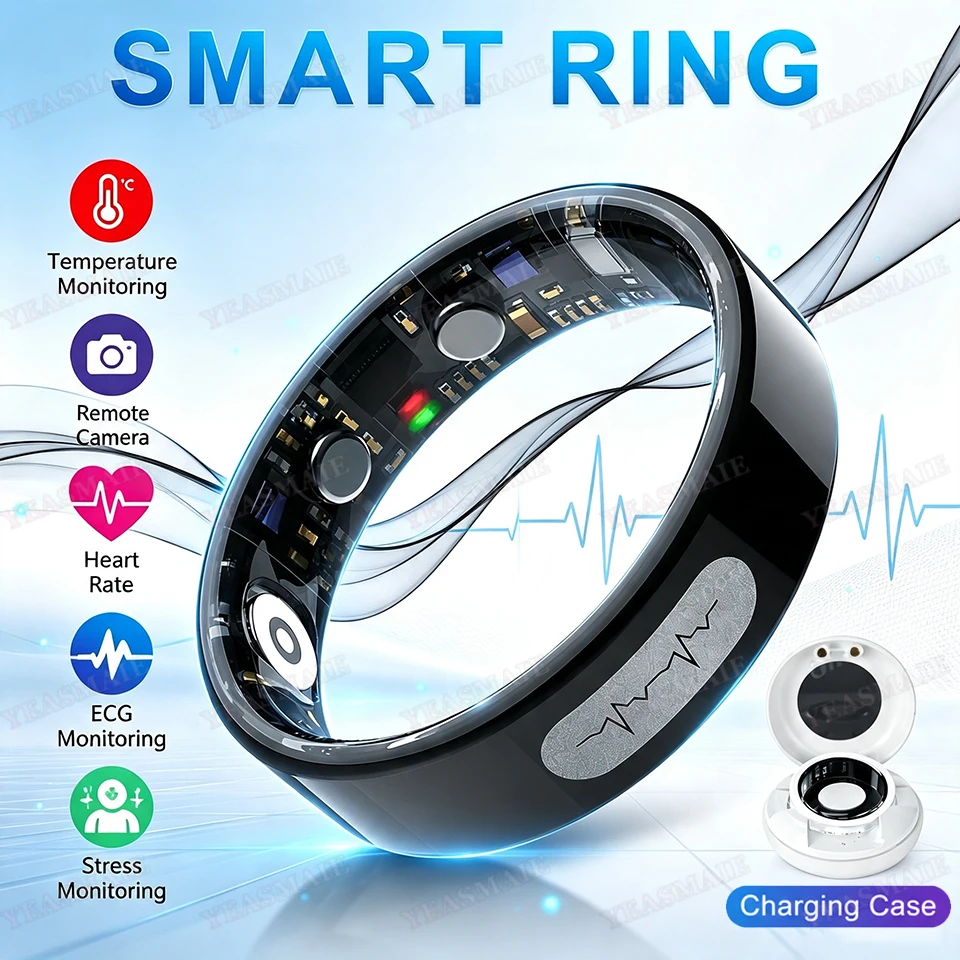 2026 AI ECG Detection Smart Ring Blood Pressure,Heart Rate,Body Temperature Monitor,Waterproof Multiple Sport Tracker SmartRings