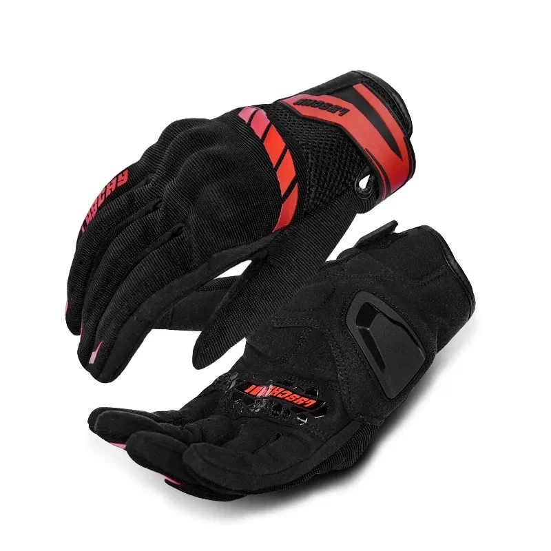 LYSCHY guantes de Motocross transpirables, guantes de malla para motocicleta, antideslizantes, pantalla táctil, dedo completo, Verano