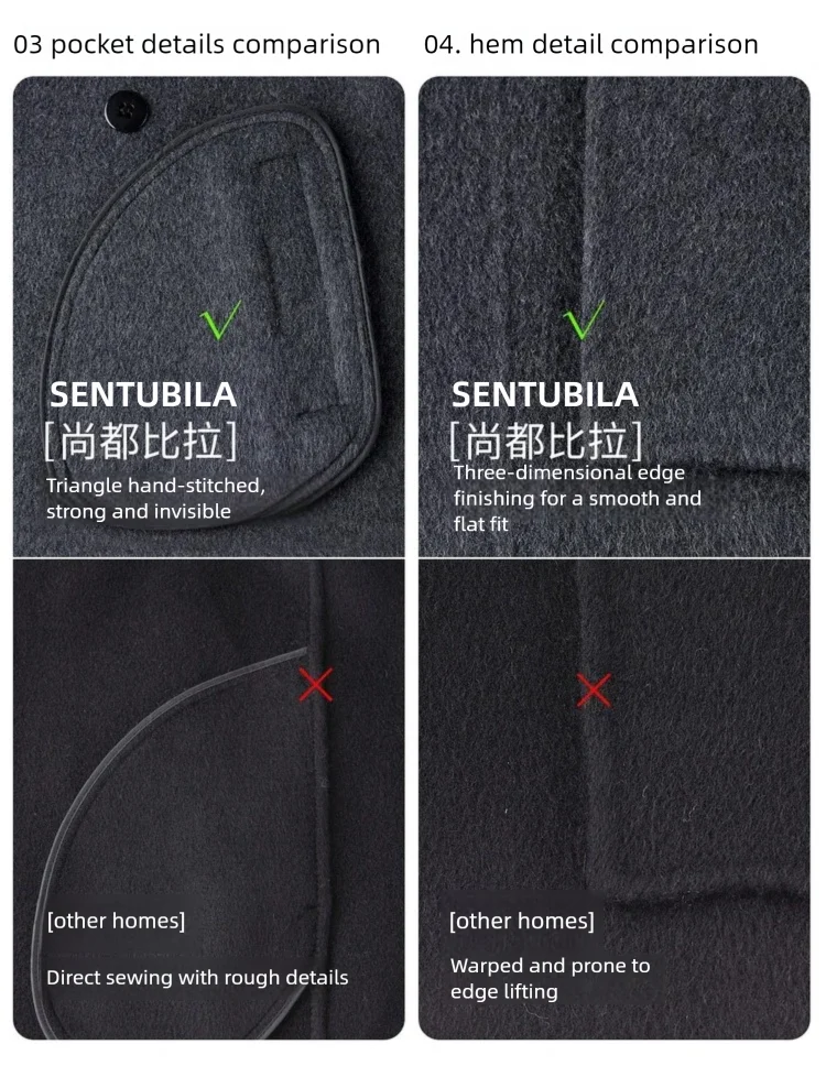 SENTUBILA Damen Wintermantel aus 100% Wolle, 2026, klassischer, eleganter Pendlerstil, doppelseitiger Überwurf, Damenbekleidung W54OA8780 – Detail 25