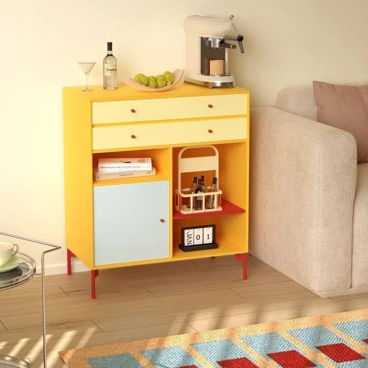 Dopamine Color Drawer Cabinet Nordic Style Bedroom Living Room Storage Side Cabinet Dining Side Cabinet