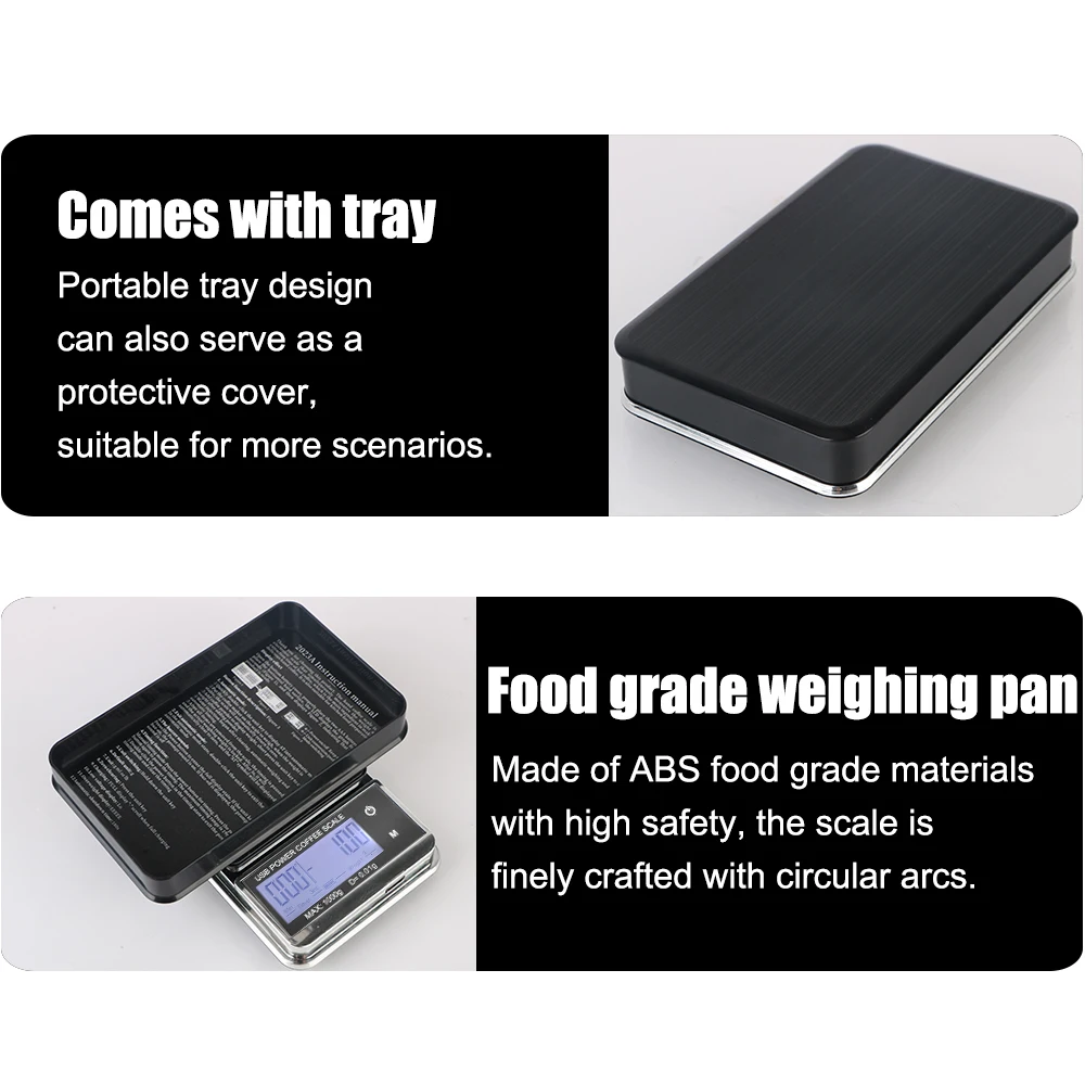 Mini Pocket Scale Electronic Scale High Precision Cyclic Rechargeable Digital Kitchen Coffee Scale 1000g/0.01g Auto Timer
