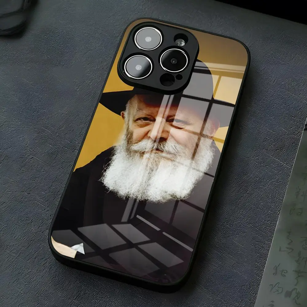 Etui na telefon z motywem żydowskiego rabina Lubawicza do iPhone 17 Pro Max 16 15 14 Pro Max 13 11 X Xs Xr 8 7Plus, szklana obudowa — zdjęcie produktu 2